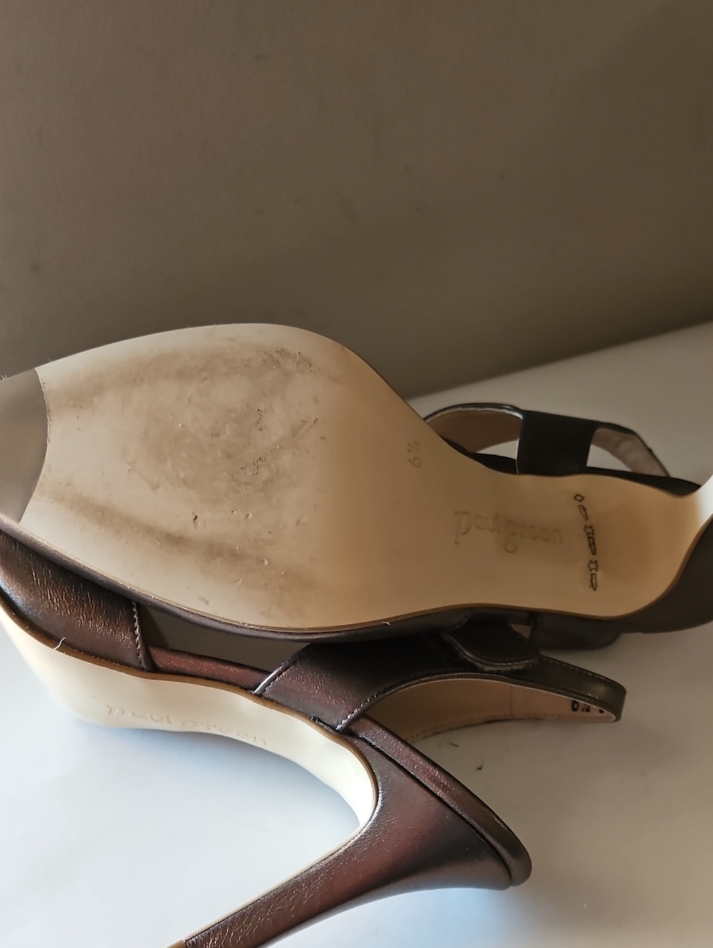 Paul Green Metallic Pewter/Gold Pointed-Toe Slingback Pumps Sz 9 - Picture 5 of 6